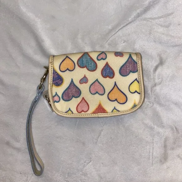 Vintage Hearts Dooney And Bourke Wristlet Wallet Pouch - Picture 8 of 12